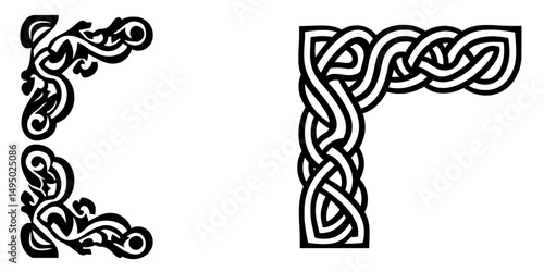 Celtic corners featuring Scotland's knot border, Irish decorative ornaments, and traditional ancient patterns in a modern corner set