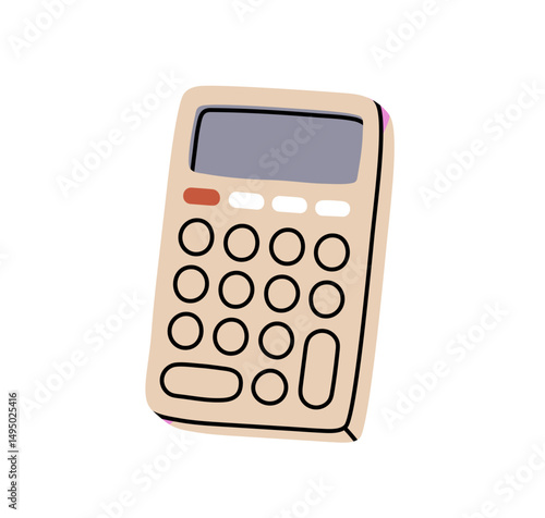 Calculator, maths and accounting tool icon. Electronic calculating device with keypad for financial calculation, budgeting, business, school. Flat vector illustration isolated on white background