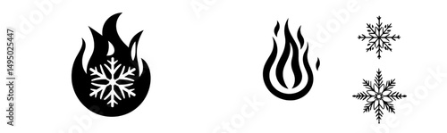 Modern icon design incorporates opposing elements, such as hot and cold, and fire and snow