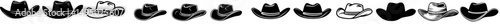 Modern illustration of a cowboy hat icon in color, with the Bailey hat silhouette serving as a sign design emblem isolated on a white background