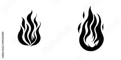 This icon is represented by a hand drawn black and white modern sketch of a fireball, which forms a fire silhouette