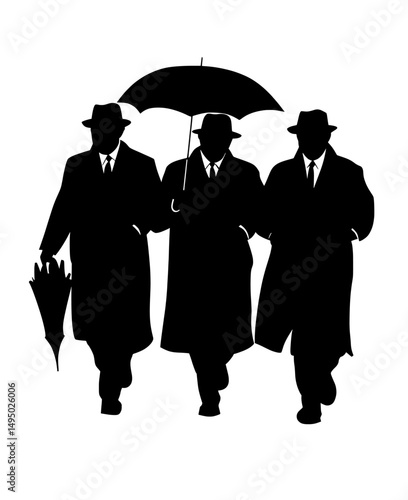 A modern illustration isolates an elegant older man, dressed in a suit and hat, and holding an umbrella, against a white background, highlighting the refinement of a senior gentleman and the