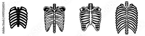 Modern wall art print featuring a skeleton rib thorax illustration, also suitable for t shirt design, poster element, tattoo, or sticker with editable options