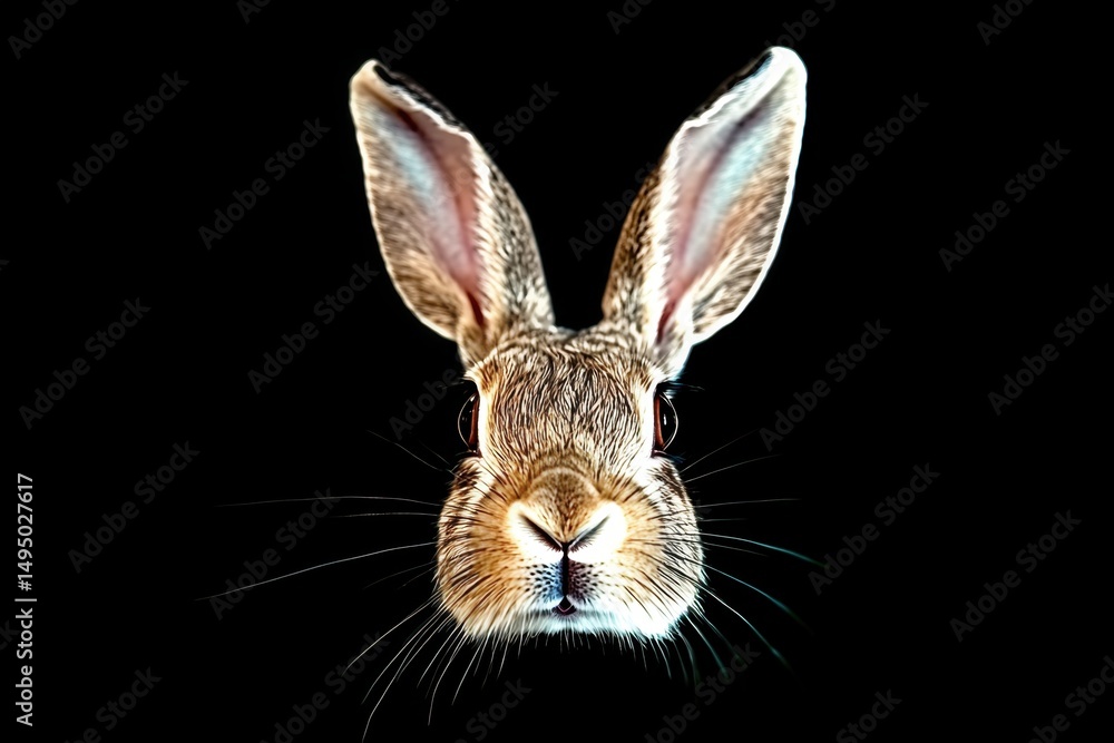 Obraz premium Frontal Portrait of a Rabbit: Elegant and Majestic Hare.