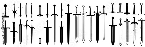 The cartoon depicts a sword knight in a battle setting with a joust, shield, and quest, emphasizing honor, valor, and the sword knight symbol, as an isolated modern illustration
