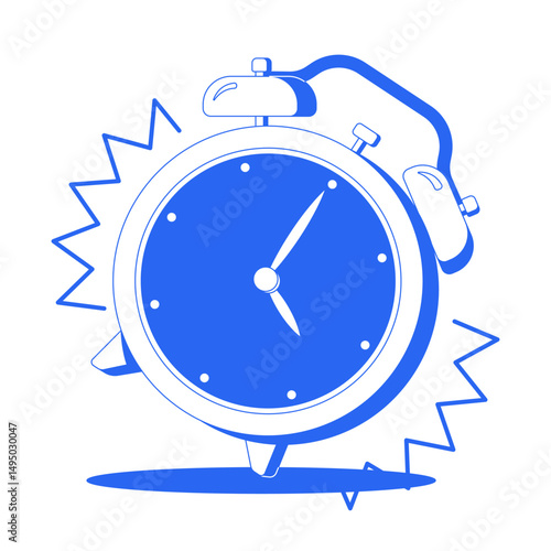 Ringing alarm clock line onboarding ui illustration. Time management. Urgency, reminder, scheduling. Hurry alarmclock. Wake up outline blue 2D concept isolated. Monochrome metaphor vector art