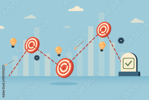Infographics of achieving goals in business and life and the concept of the inevitability of the fate of human nature. Vector illustration.