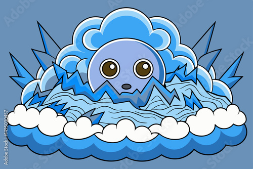 blizzard raging over barren icy landscape vector illustration