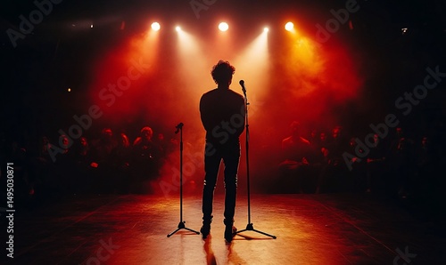 Person on stage giving presentation