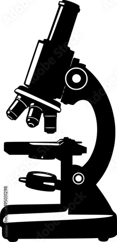 Microscope science equipment silhouette vector illustration isolated on a white background
