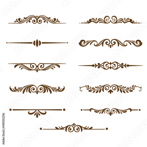 Elegant vintage ornament dividers set vector illustration elements isolated on white background