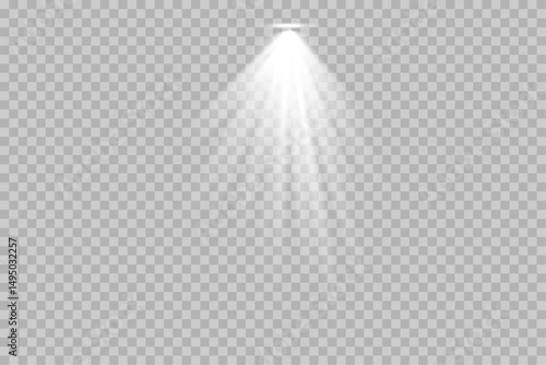 Bright beam of light on a transparent background.	