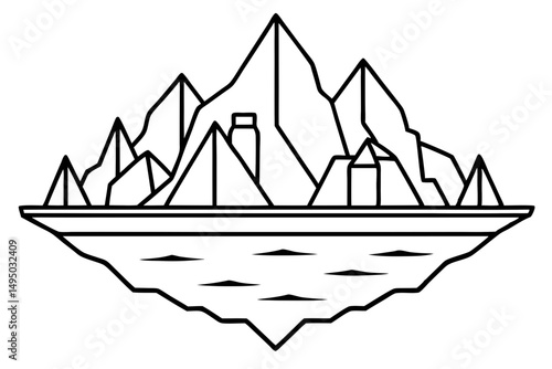 remote icy archipelago with towering glaciers vector illustration