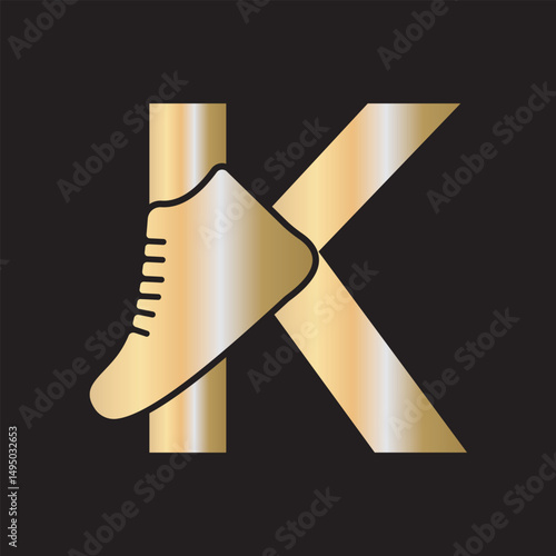 Shoe Logo Combine With Letter K Vector Template