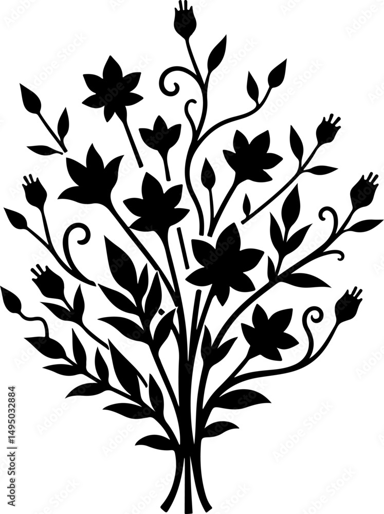 Ornate Floral Silhouette Tree Ornate Floral Silhouette Tree