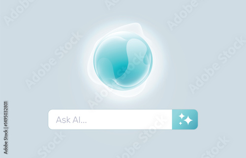 Chatbot abstract symbol, Ask Ai business vector illustration, Personal assistant and voice recognition concept gradient, Artificial Intelligence (AI) technology innovation background.