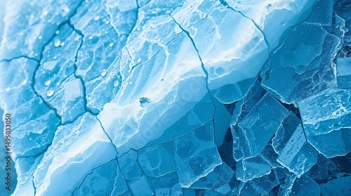 Close-Up Texture and Cracks of an Iceberg
