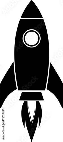 Space rocket ship silhouette vector illustration isolated on a white background

