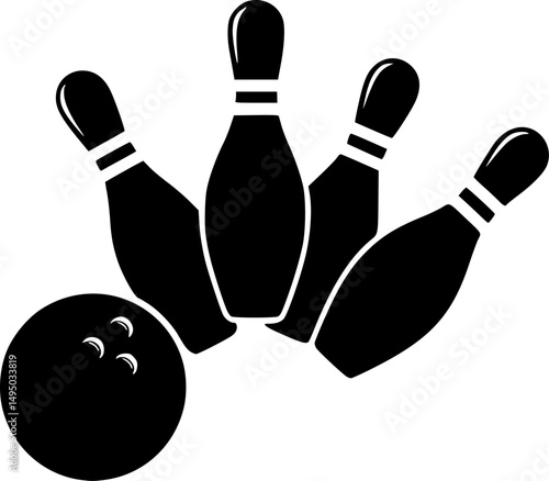 Bowling ball strike pin silhouette vector illustration isolated on a white background
