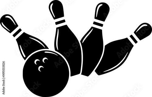 Bowling ball strike pin silhouette vector illustration isolated on a white background
