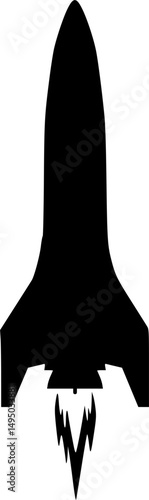 Space rocket ship silhouette vector illustration isolated on a white background
