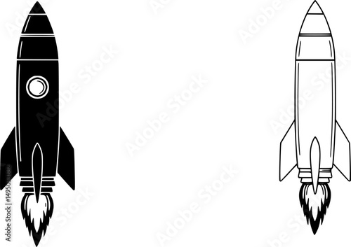 Space rocket ship silhouette vector illustration isolated on a white background
