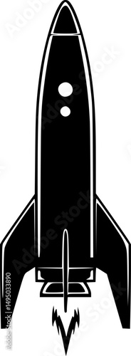 Space rocket ship silhouette vector illustration isolated on a white background
