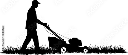 man mowing lawn