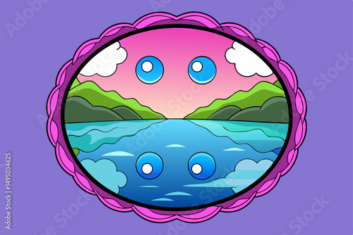 mirror-like lake reflecting dramatic sky vector landscape