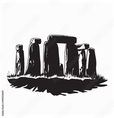 Stonehenge Construction vector. Stonehenge is a prehistoric stone circle monument.