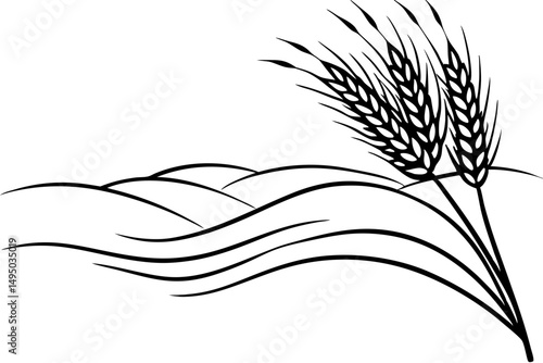 vast wheat field swaying in summer breeze vector illustration