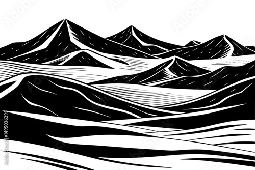 Vast desert with rolling sand dunes under a clear sky vector illustration