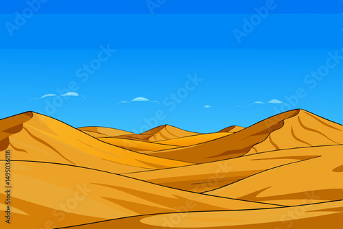 vast desert with rolling sand dunes vector illustration