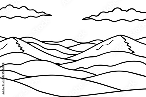 vast desert with rolling sand dunes under clear sky vector illustration