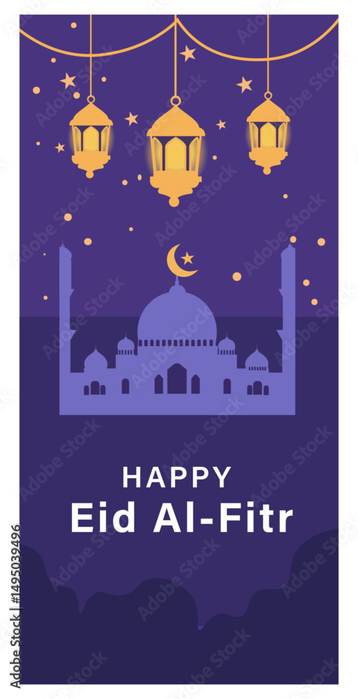 Naklejka premium Festive Eid Al-Fitr Vector Illustration - Cards & Social Media Graphics-01
