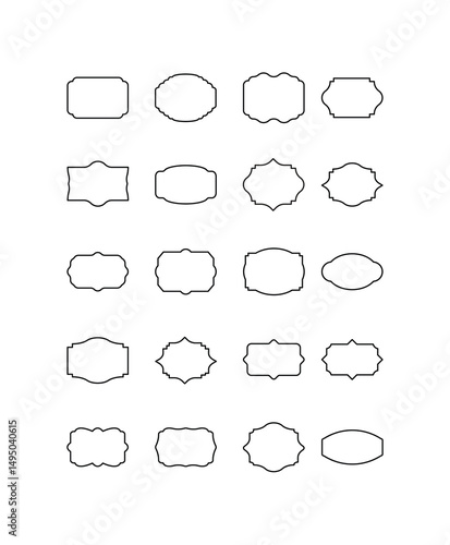 Collection of Elegant Blank Outline Frames and Labels for Design and Craft Projects