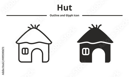 hut icon pack with style outline and glyph