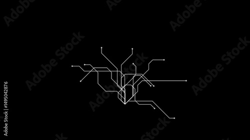 Wallpaper Mural Futuristic Circuit Network on Black Background with White Lines for Technology Theme Torontodigital.ca