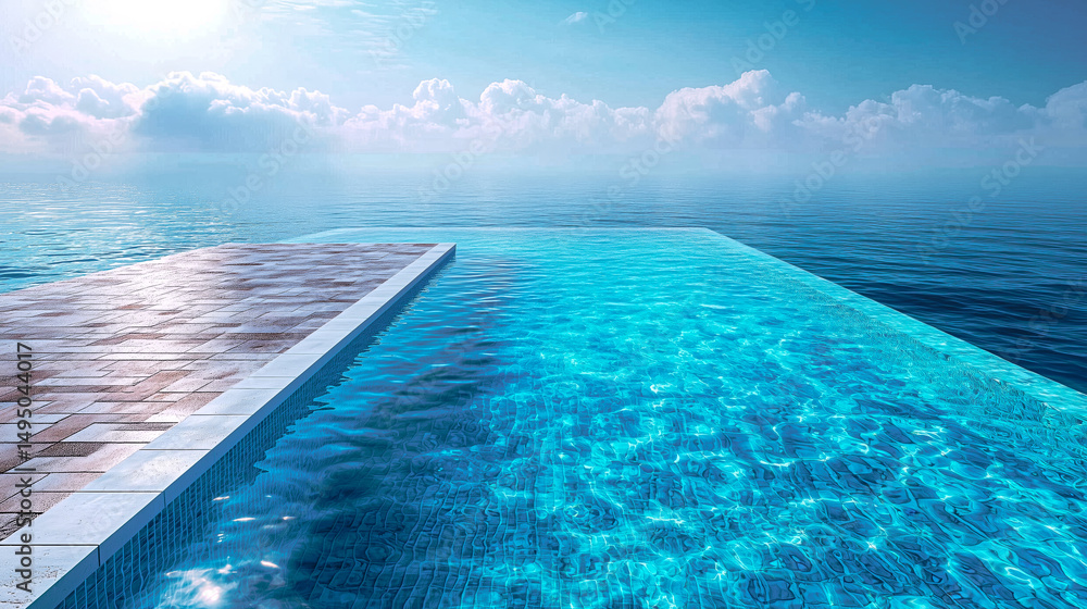 Fototapeta premium Infinity pool merging with the horizon