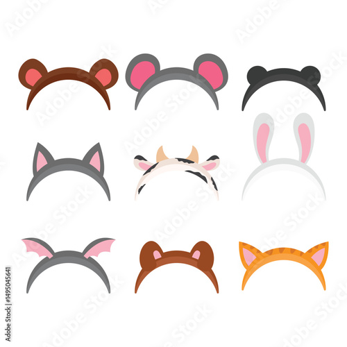 Animal ears flat design cartoon icon illustration
