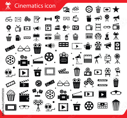 Cinematics movie film video icon