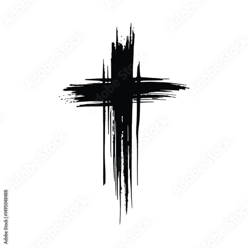 Grunge Brush Stroke Cross Silhouette