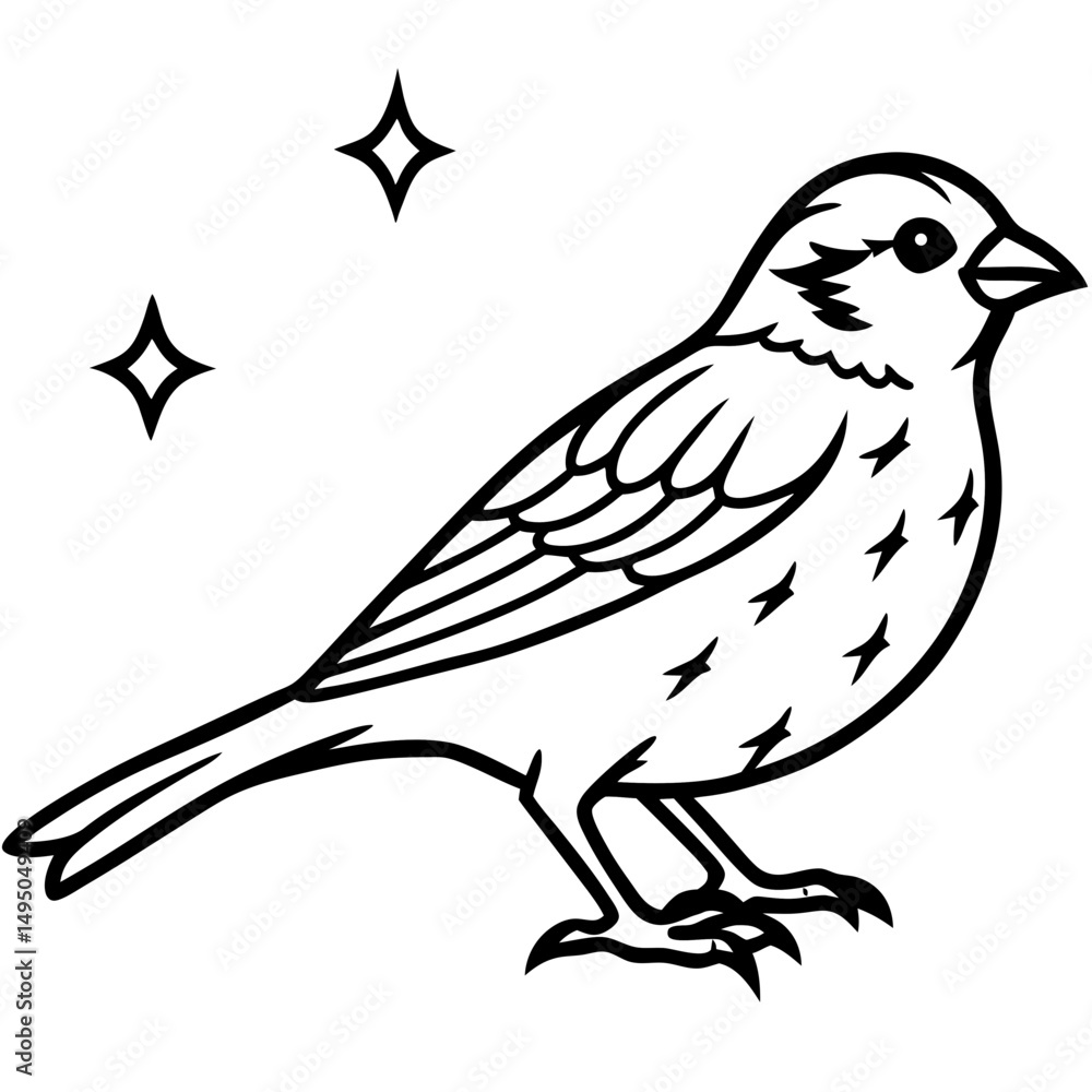 Obraz premium Enchanted Sparrow line art vector