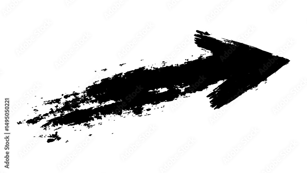 Naklejka premium Black arrow marker isolated on a white background. Bold black arrow white background.