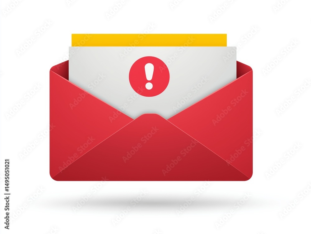 Flat vector mail envelope with notification icon, communication concept, white background Flat vector mail envelope with notification icon, communication concept, white background