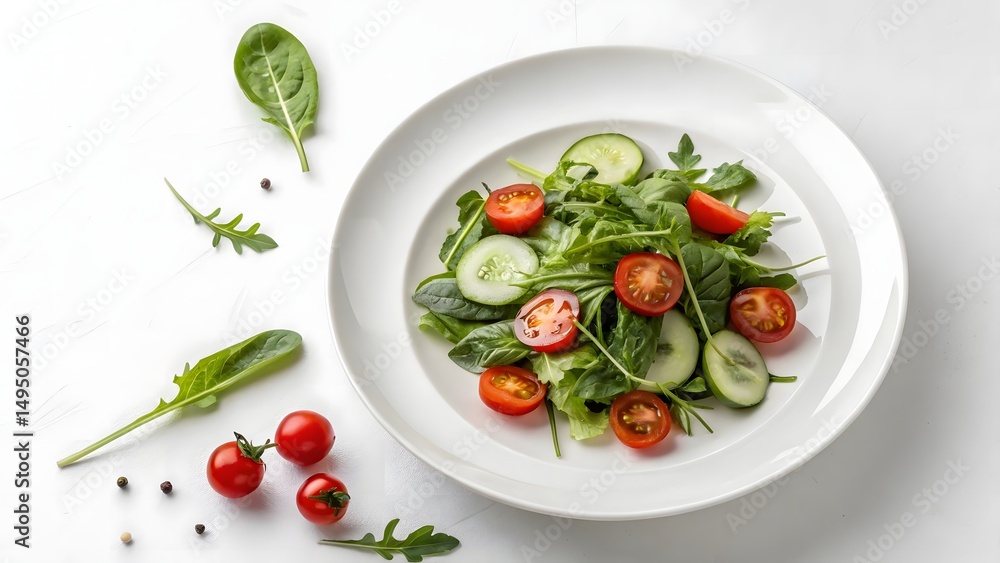 Fresh Salad with Cucumbers and Tomatoes | Healthy Vegetarian Meal | Vibrant Food Photography. Fresh Salad with Cucumbers and Tomatoes | Healthy Vegetarian Meal | Vibrant Food Photography.