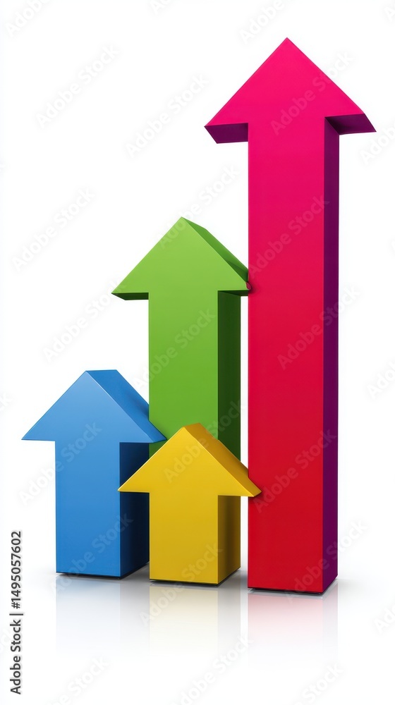 Vibrant Growth Arrows Representing Success and Business Progression Vibrant Growth Arrows Representing Success and Business Progression