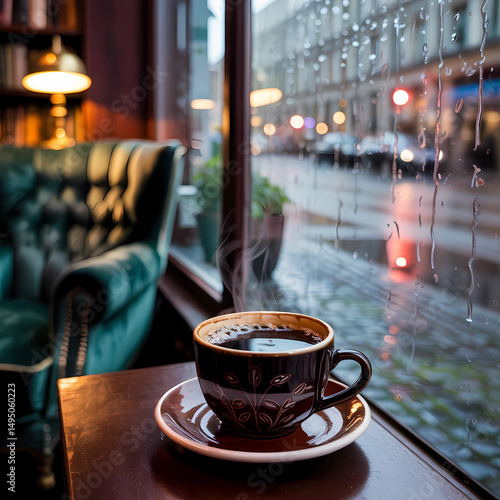 Rainy Day Cafe' Vibes window on a rainy