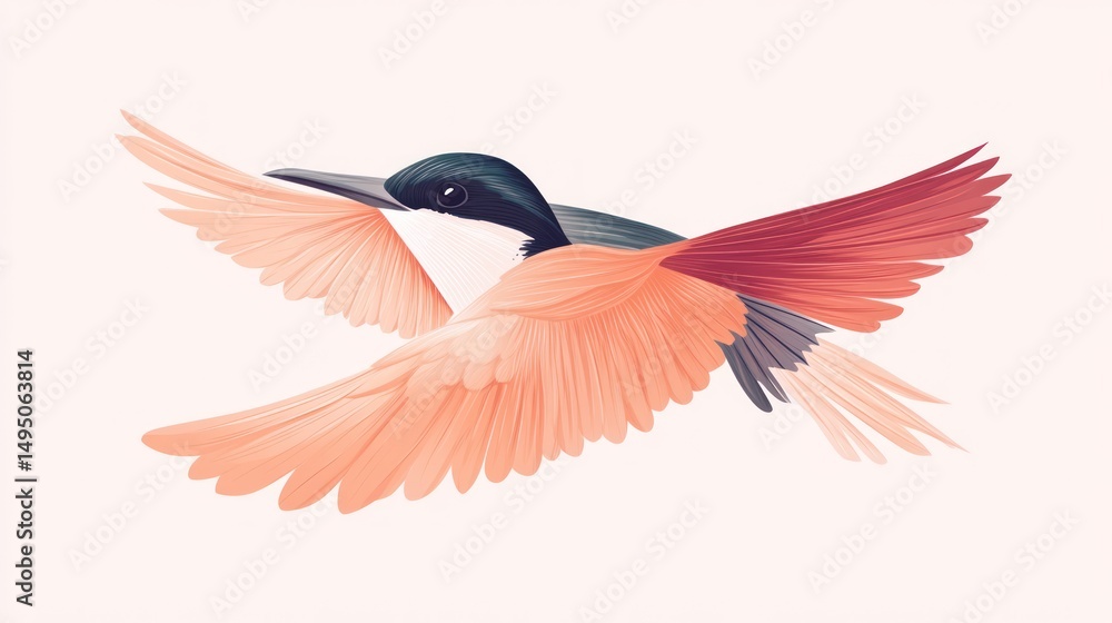 Obraz premium Colorful bird in flight, vibrant wings