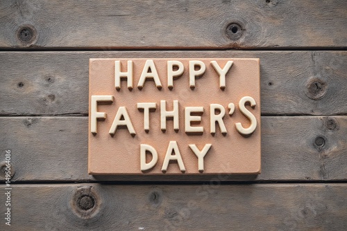 happy fathers day card on wooden background